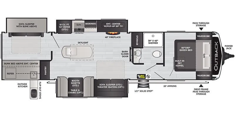 2022 Keystone Outback 340BH - Floor plan