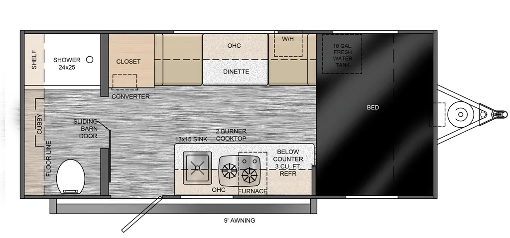 2025 Travel Lite Rove Lite 16RB floor plan