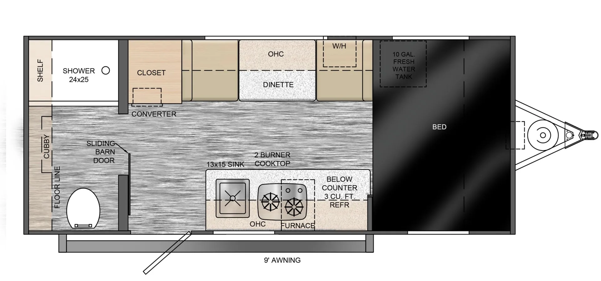 2025 Travel Lite Rove Lite 16RB - Floor plan