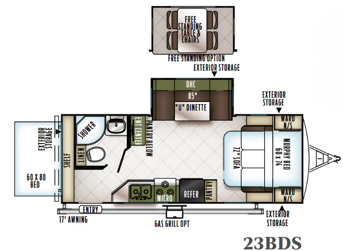 Forest River Flagstaff Shamrock 23BDS floor plan