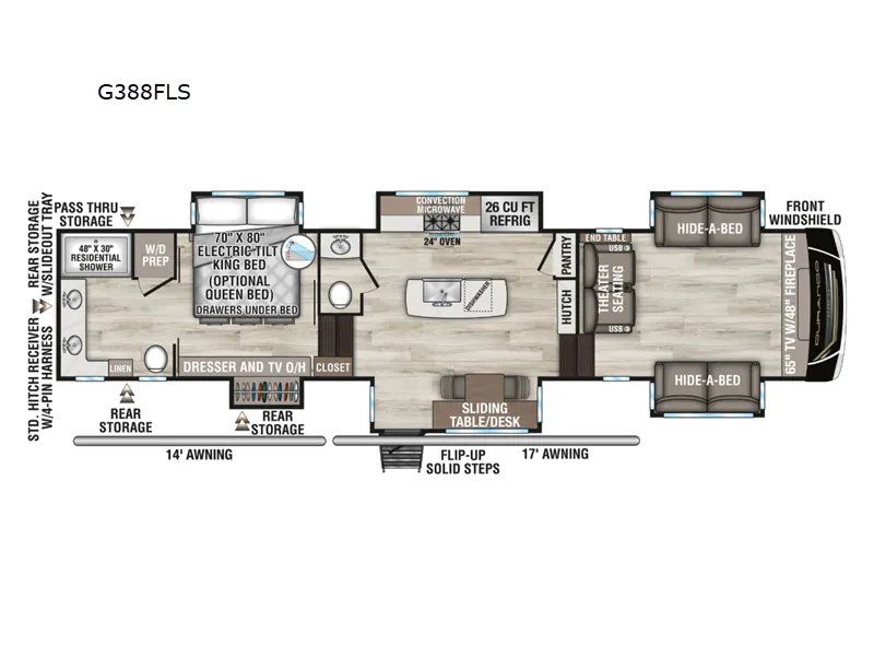 2026 K-Z Durango Gold G388FLS - Floor plan