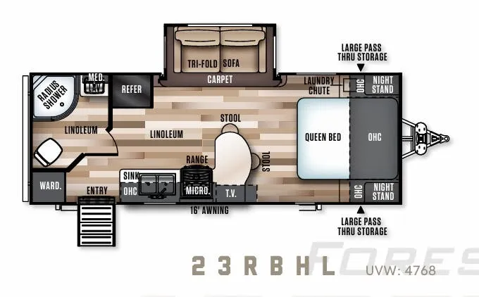 Forest River Salem Hemisphere Hyper-Lyte 23RBHL floor plan