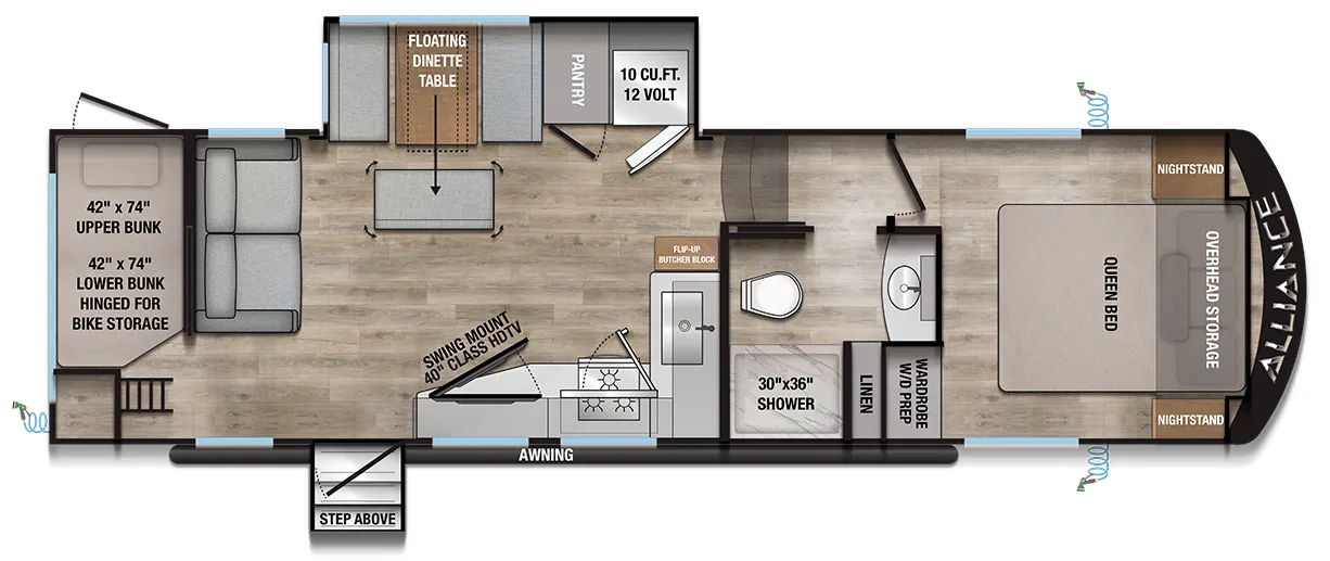 Alliance RV Avenue All-Access 28BH floor plan