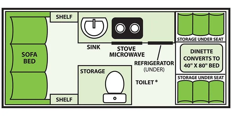 2024 Aliner Expedition Rear Sofa - Floor plan