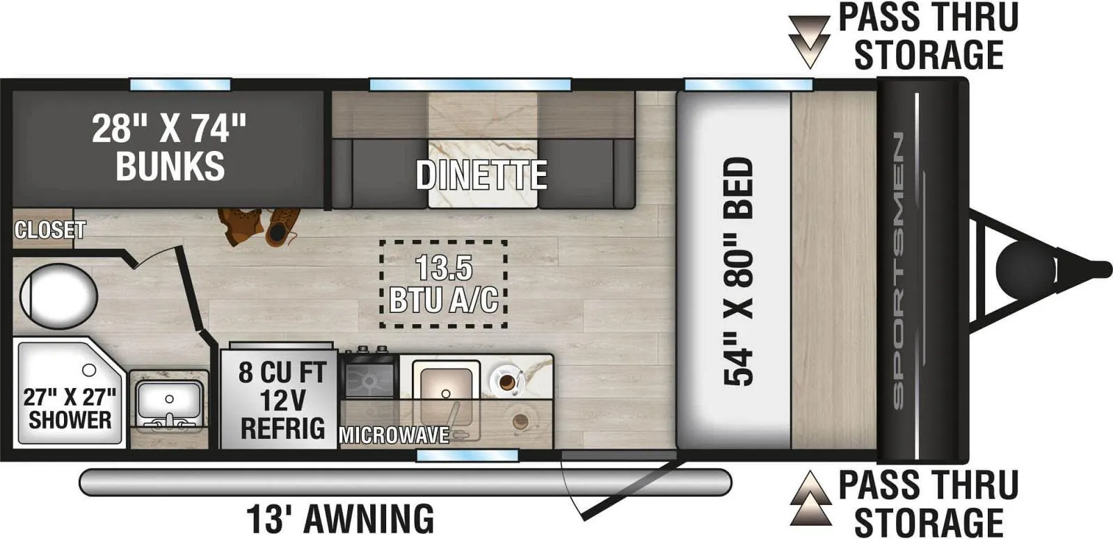 K-Z Sportsmen Classic 180BH floor plan