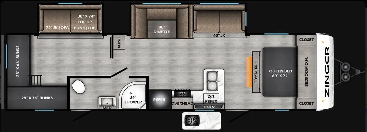 CrossRoads Zinger 328SB floor plan