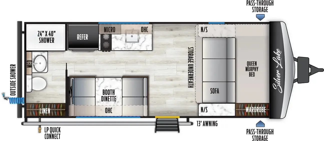 East to West Silver Lake LE 1600RBLE floor plan