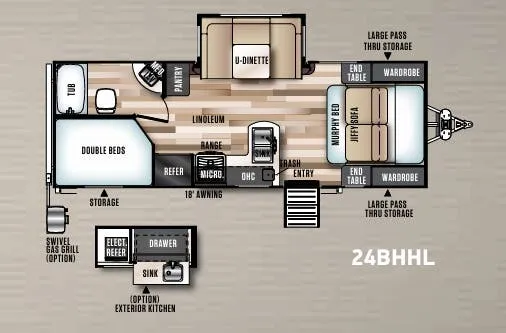 Forest River Wildwood Heritage Glen Hyper-Lyte 24BHHL floor plan