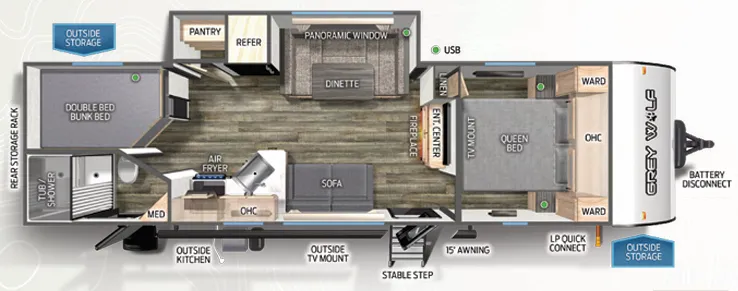 2021 Forest River Cherokee Grey Wolf 26BRB - Floor plan