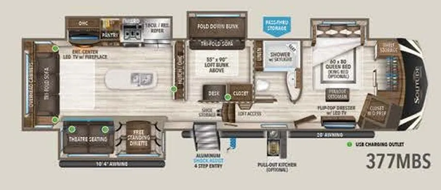 Grand Design Solitude 377MBS floor plan