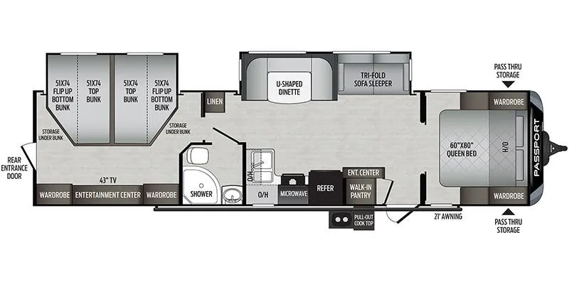 Keystone Passport Grand Touring 3400QD GT floor plan