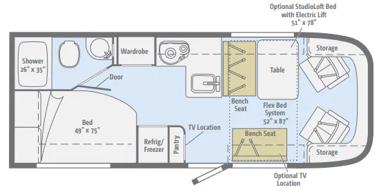 Winnebago Trend 23L floor plan