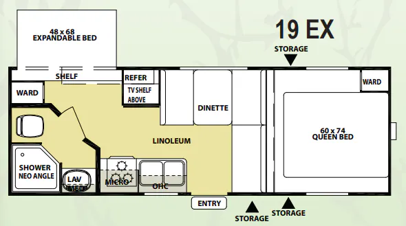 Forest River Wildwood X-Lite 19EX floor plan