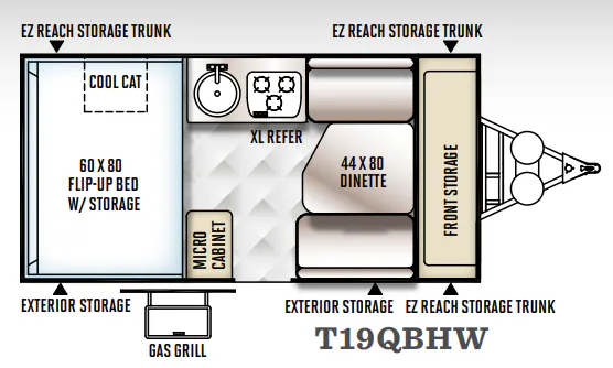 Forest River Flagstaff Hard Side T19QBHW floor plan