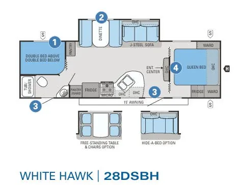 Jayco White Hawk 28DSBH floor plan