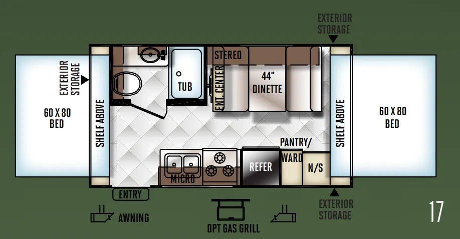 Forest River Rockwood Roo 17 floor plan