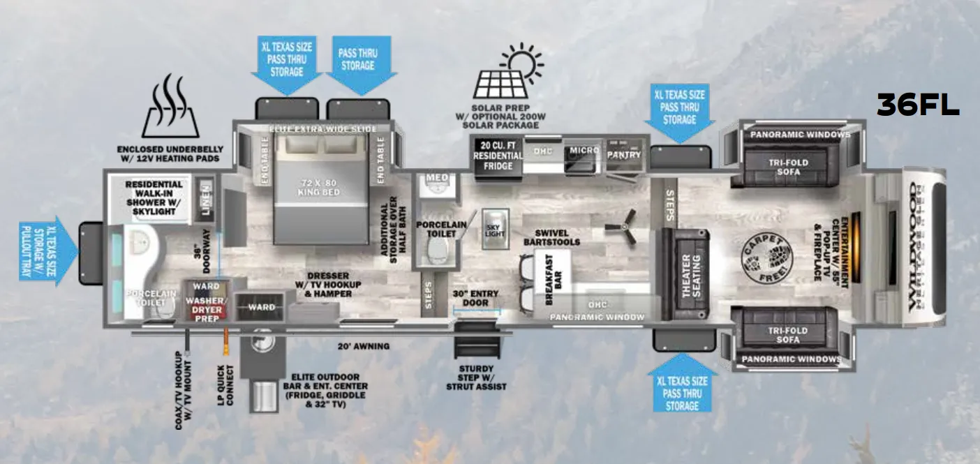 Forest River Wildwood Heritage Glen Elite 36FL floor plan