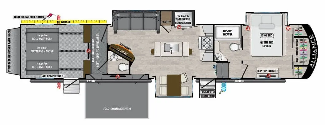 Alliance RV Valor 42V13 floor plan