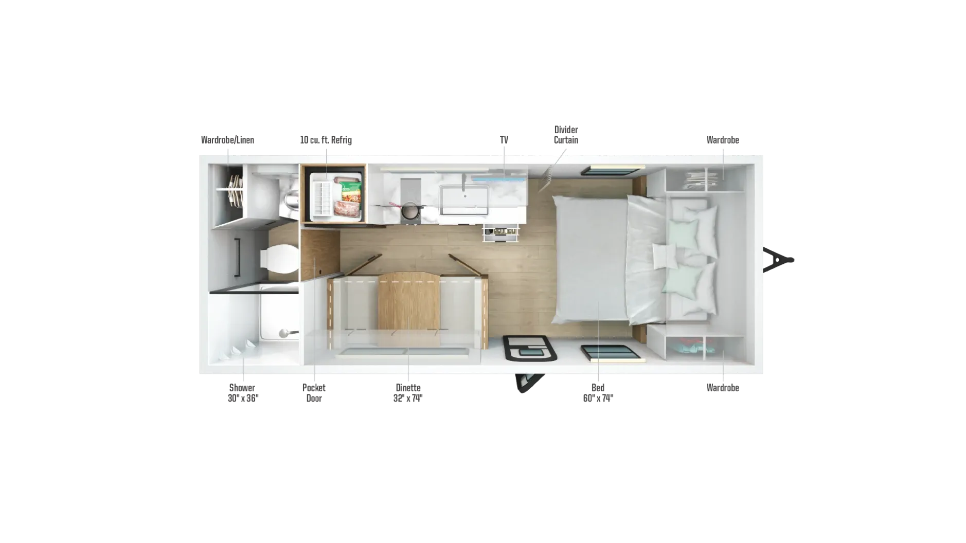 2027 Winnebago Micro Minnie 2000FRB - Floor plan