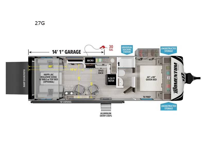 2026 Grand Design Momentum G-Class 27G - Floor plan