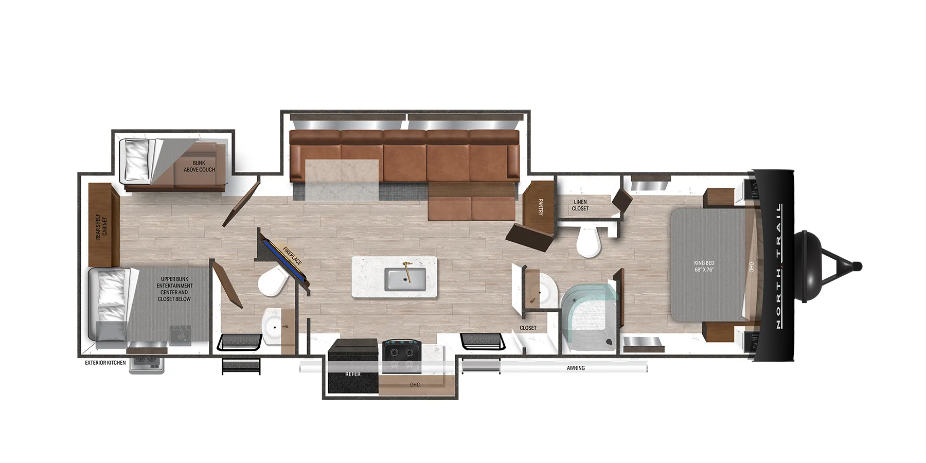 Heartland North Trail Ultra-Lite Travel Trailer 33BHDS floor plan