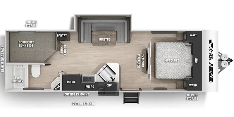 2022 Forest River Cherokee Grey Wolf 23DBH - Floor plan