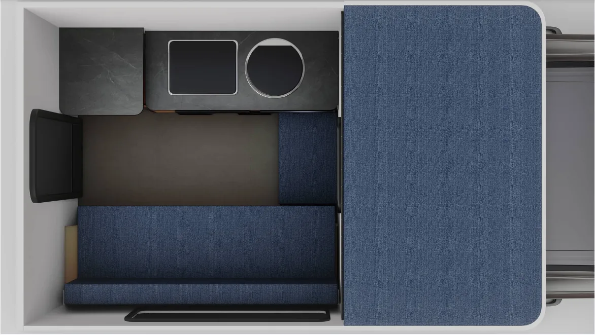Four Wheel Camper Hawk ROLL OVER COUCH floor plan