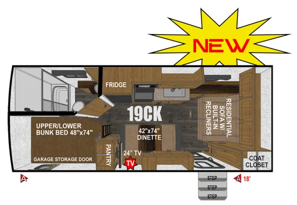 2025 Outdoors RV Creek Side Titanium Series 19CK - Floor plan