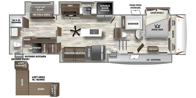 2024 Forest River Sabre 38DBL floor plan