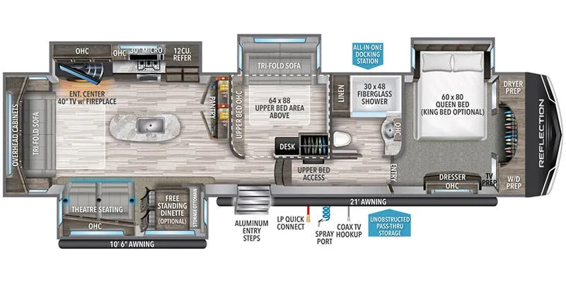 2022 Grand Design Reflection 367BHS floor plan