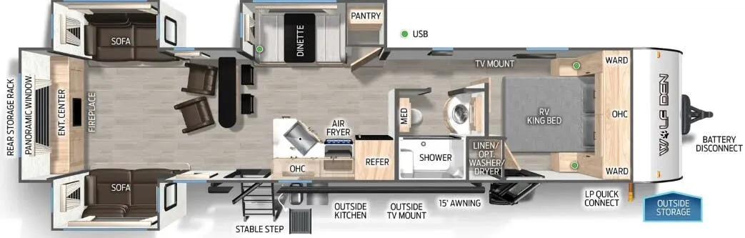 Forest River Cherokee Wolf Den Black Label 306MMBL floor plan