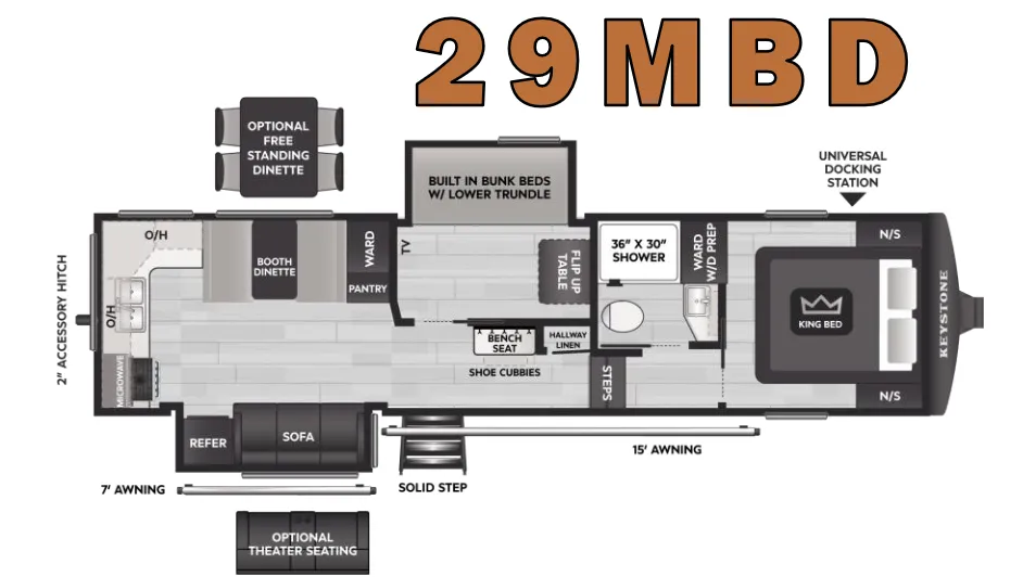 Keystone Cougar Half-Ton 29MDB floor plan