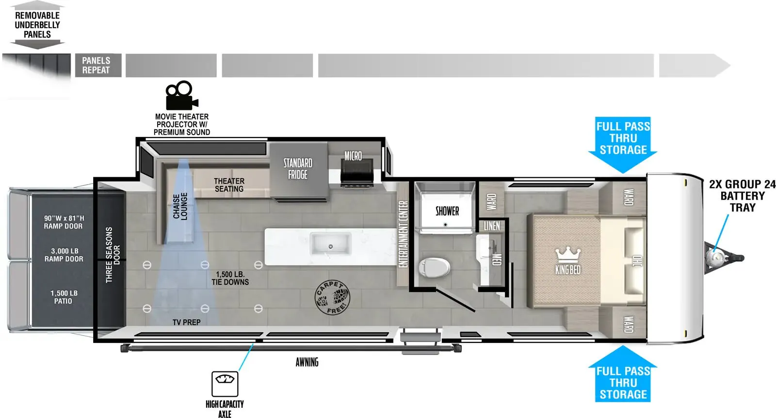 Forest River Wildwood FSX Max Series 28VC PLATINUM floor plan