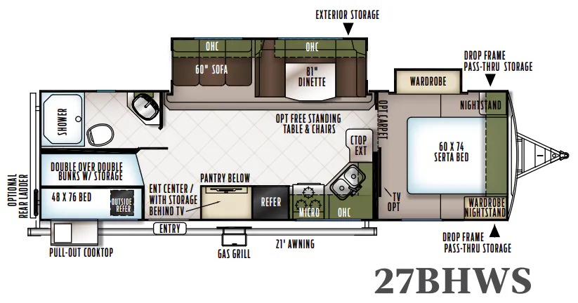 Forest River Flagstaff Super Lite 27BHWS floor plan