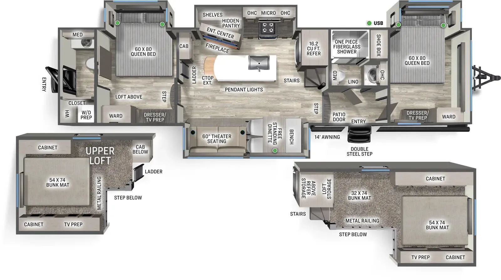 Forest River Sandpiper Destination 41DUPLEX floor plan