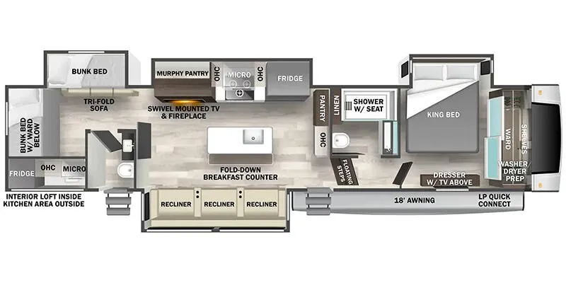 Forest River Cedar Creek 379BHO floor plan