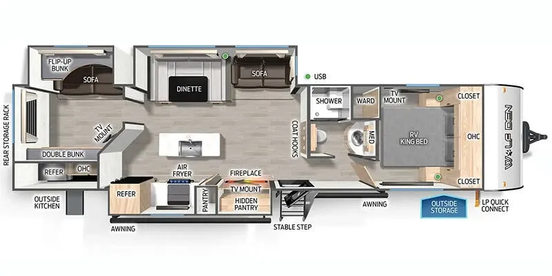 Forest River Cherokee Wolf Den 304SR floor plan