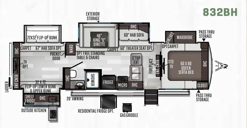 Forest River Flagstaff Classic 832BH floor plan