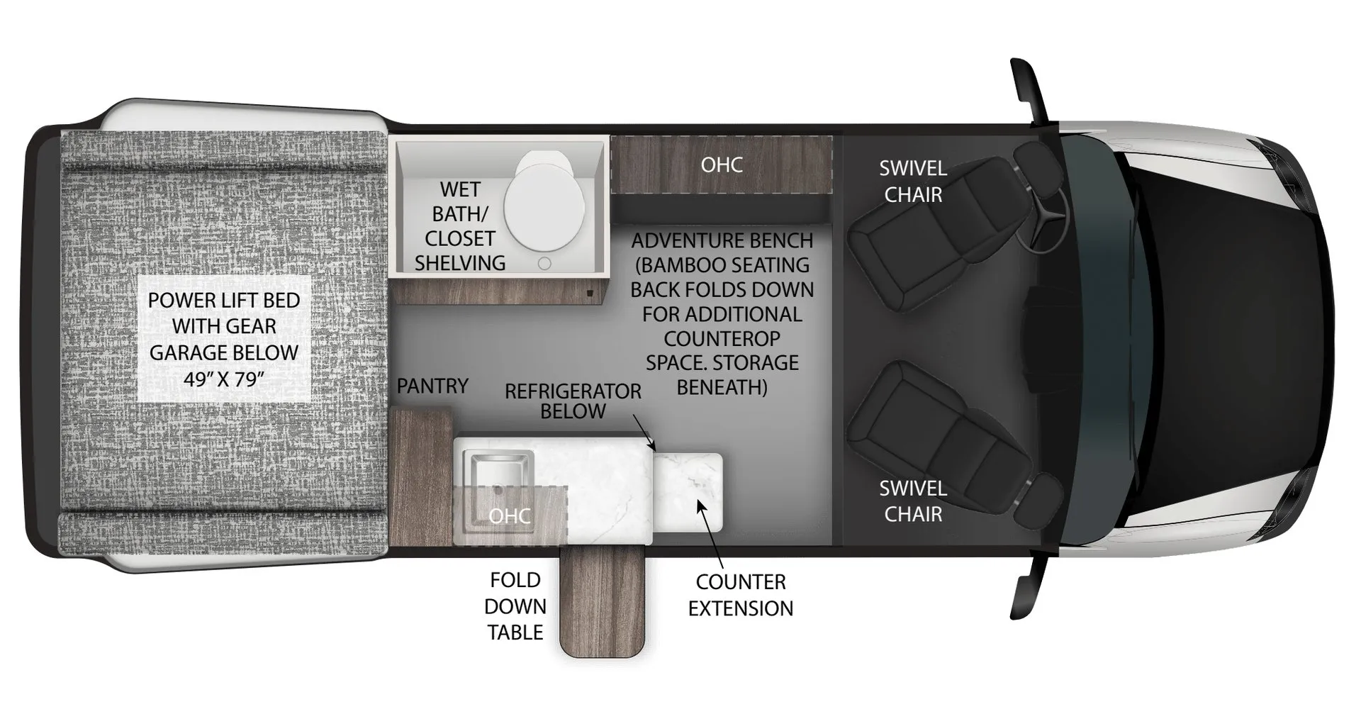 Tiffin GH1 UP GH1 UP 19CV floor plan