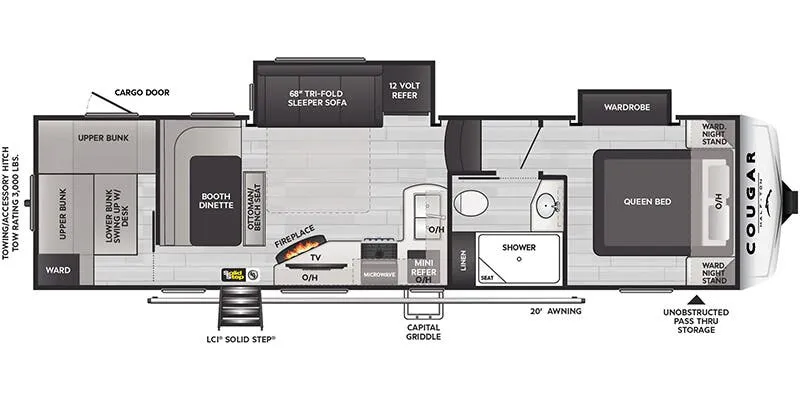 Keystone Cougar Half-Ton 29BHL floor plan