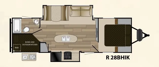Cruiser RV Radiance Touring 28BHIK floor plan