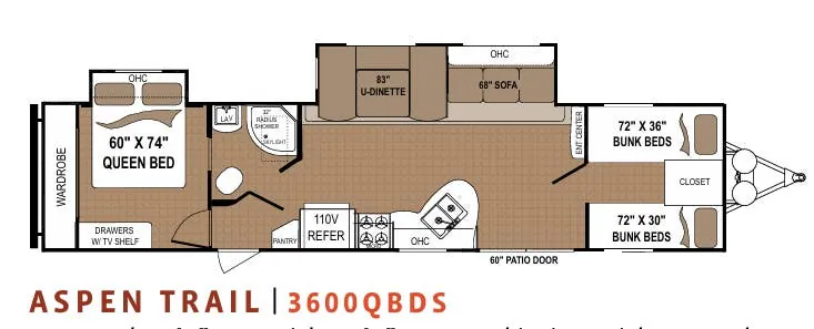 Dutchmen Aspen Trail 3600QBDS floor plan