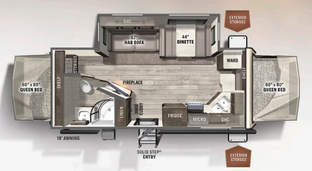 Forest River Rockwood Roo 23FK floor plan