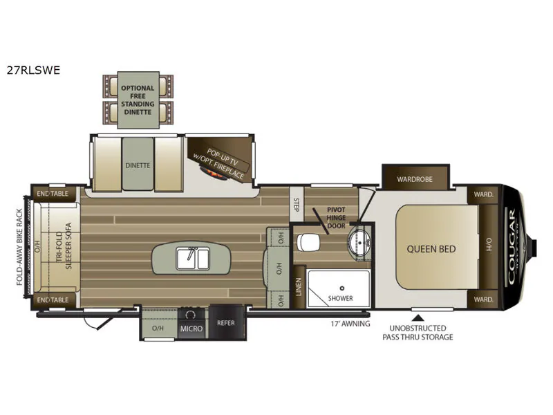 2018 Keystone RV Cougar Half-Ton Series 27RLSWE - Floor plan