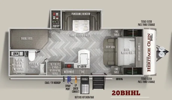 Forest River Wildwood Heritage Glen Hyper-Lyte 20BHHL floor plan