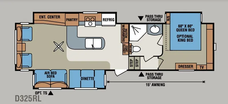 K-Z Durango D325RL floor plan