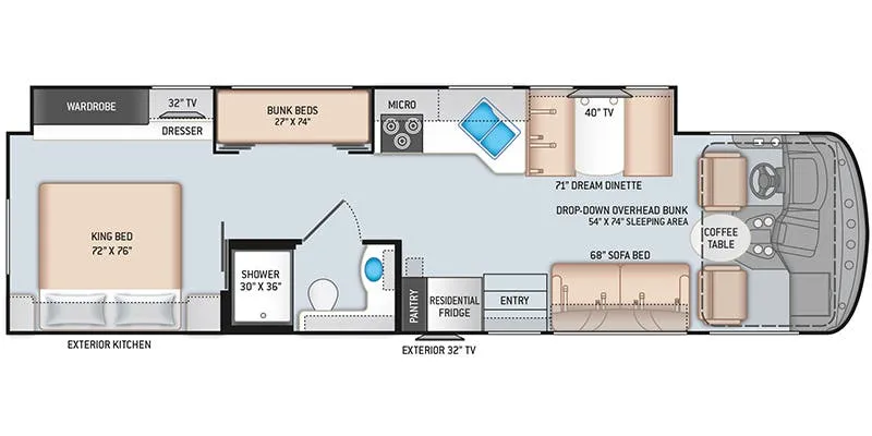 2018 Thor Motor Coach Hurricane 34J floor plan