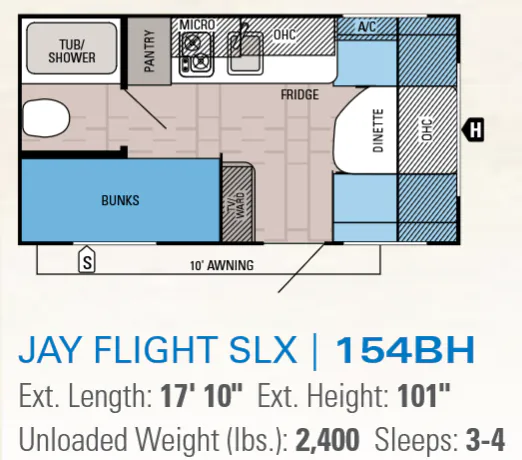 Jayco Jay Flight SLX 154BH floor plan