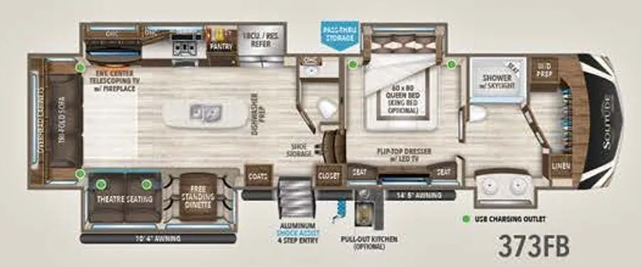 Grand Design Solitude 373FB floor plan