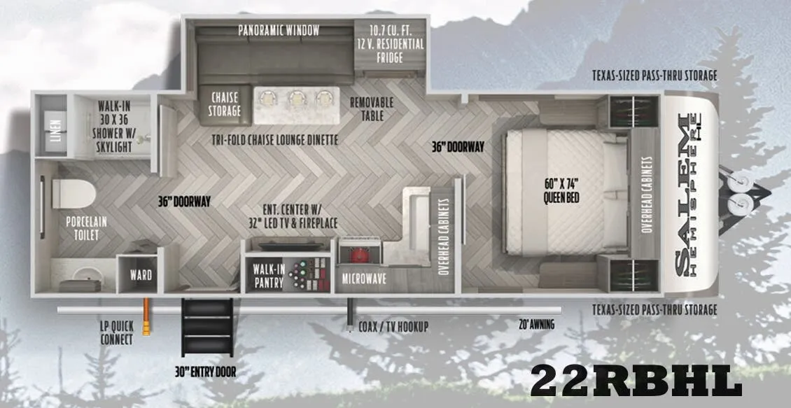 Forest River Salem Hemisphere Hyper-Lyte 22RBHL floor plan
